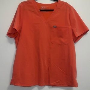XL Figs Hot Coral Scrub Top